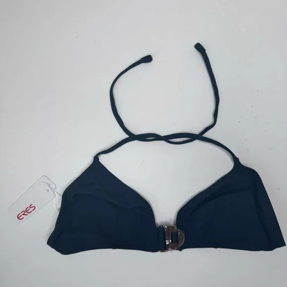NWT ERES “Edge Cut” Triangle Bikini Top With Buckle Detail in Navy - Picture 13 of 16